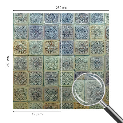 3D wall mural with a geometric tile motif