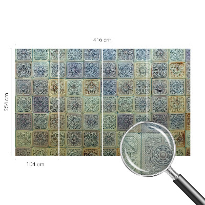 3D wall mural with a geometric tile motif