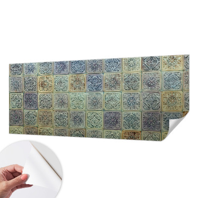 3D wall mural with a geometric tile motif