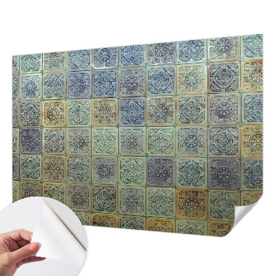 3D wall mural with a geometric tile motif