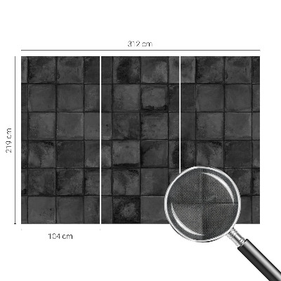 3D photo wallpaper mural with a gray tile pattern