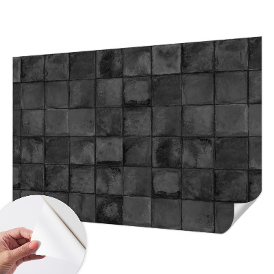 3D photo wallpaper mural with a gray tile pattern