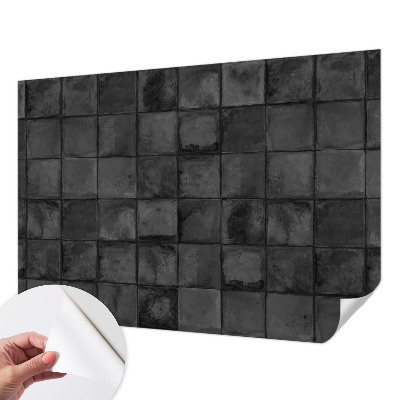 3D photo wallpaper mural with a gray tile pattern