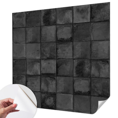 3D photo wallpaper mural with a gray tile pattern