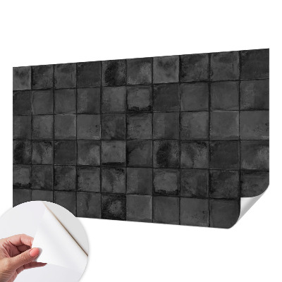 3D photo wallpaper mural with a gray tile pattern