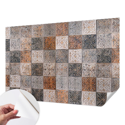 Nursery wall mural with an ornamental tile pattern