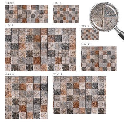Nursery wall mural with an ornamental tile pattern