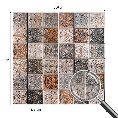 Nursery wall mural with an ornamental tile pattern