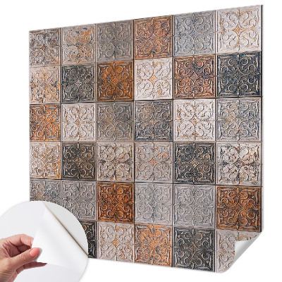 Nursery wall mural with an ornamental tile pattern