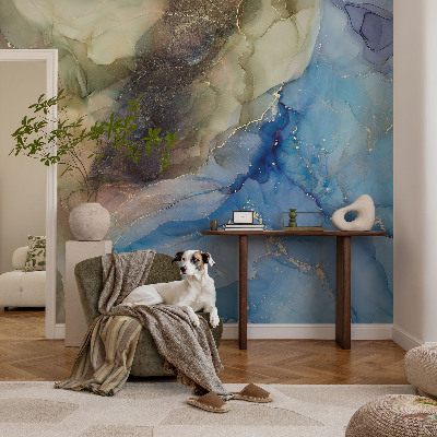 Peel and stick wallpaper mural with a colorful abstract design