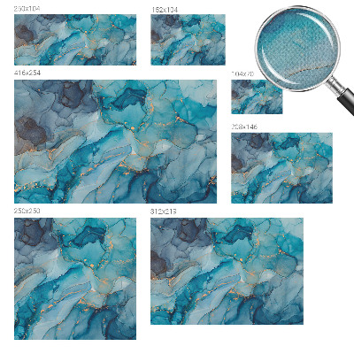 Self-adhesive wall mural with a blue abstract design