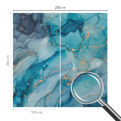 Self-adhesive wall mural with a blue abstract design