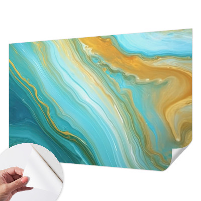 Stick-on wall mural with an abstract waves design