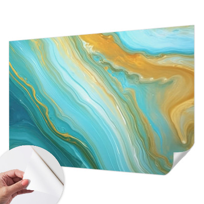 Stick-on wall mural with an abstract waves design