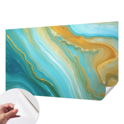 Stick-on wall mural with an abstract waves design