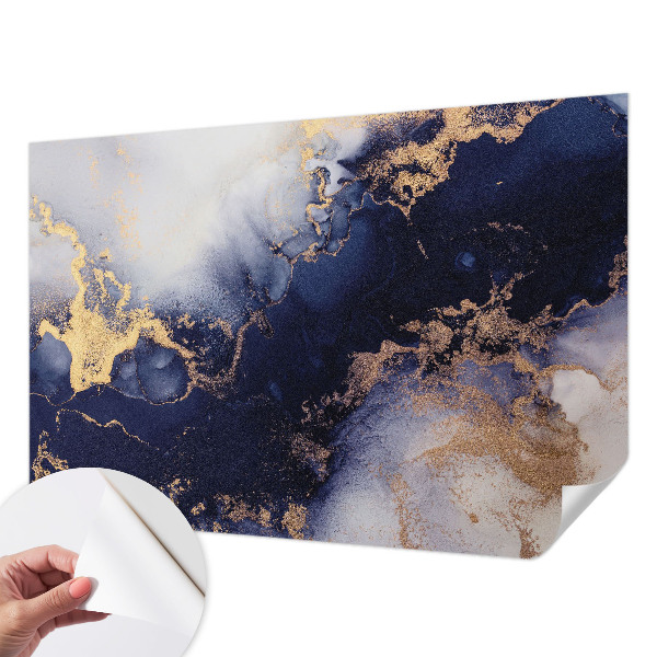 Removable wall mural with a navy blue waves design
