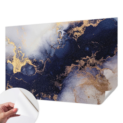 Removable wall mural with a navy blue waves design