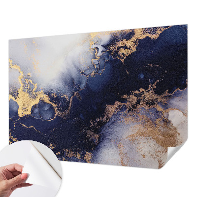 Removable wall mural with a navy blue waves design
