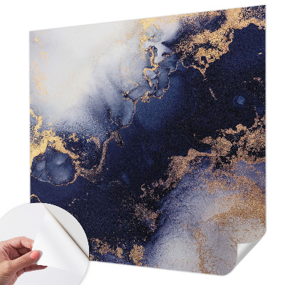 Removable wall mural with a navy blue waves design