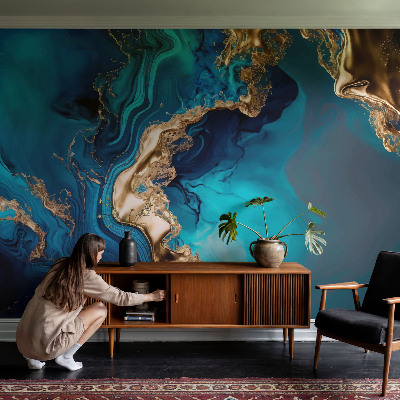 Peel and stick wall mural for bedroom with a colorful abstract design