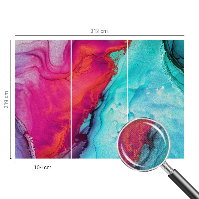 3D photo wallpaper mural with a colorful wave design
