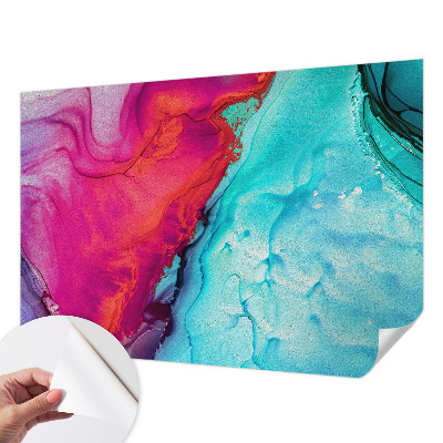 3D photo wallpaper mural with a colorful wave design