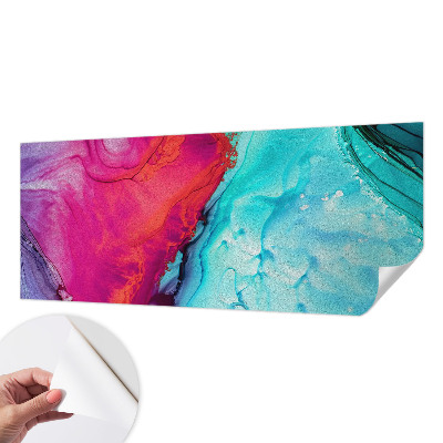 3D photo wallpaper mural with a colorful wave design