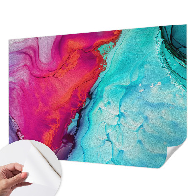3D photo wallpaper mural with a colorful wave design