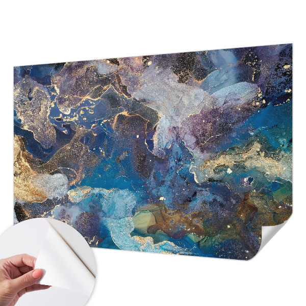 Children's wall mural with a cosmic mosaic design
