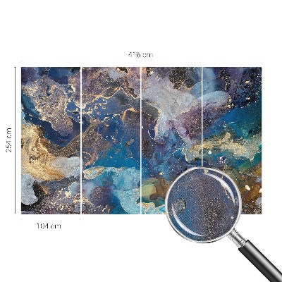 Children's wall mural with a cosmic mosaic design