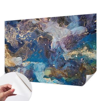 Children's wall mural with a cosmic mosaic design