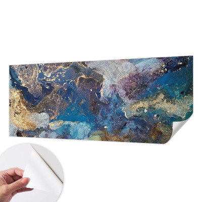 Children's wall mural with a cosmic mosaic design