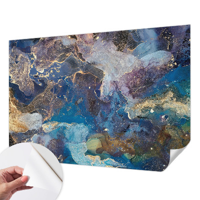 Children's wall mural with a cosmic mosaic design