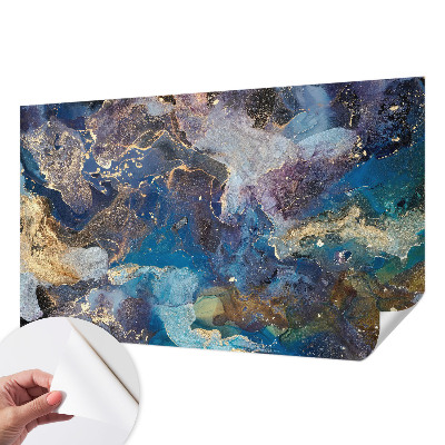 Children's wall mural with a cosmic mosaic design