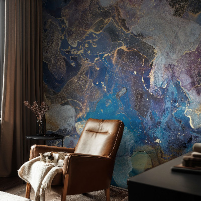 Children's wall mural with a cosmic mosaic design