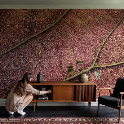 Baby room wall mural with a leafy texture