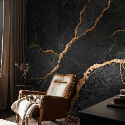 Peel and stick wall mural with marble veins design
