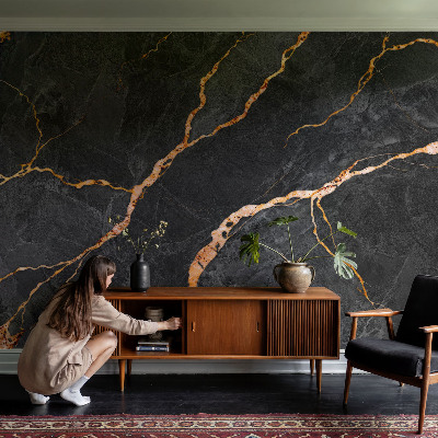 Peel and stick wall mural with marble veins design