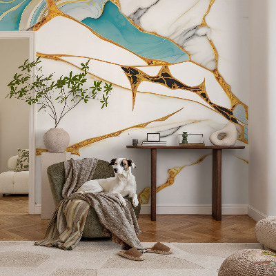 Peel and stick wallpaper mural with an elegant marble design