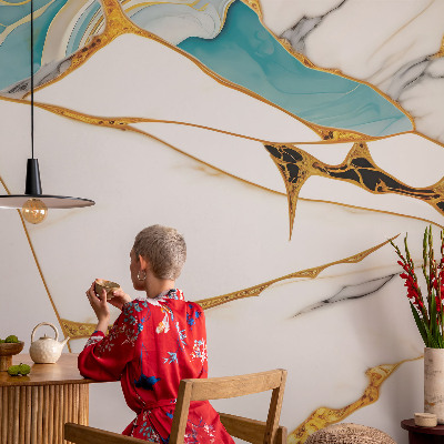Peel and stick wallpaper mural with an elegant marble design