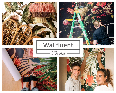 Stick-on wall mural with a natural stone look