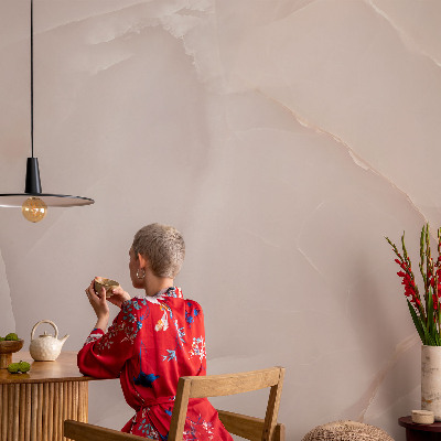 Self-adhesive photo wallpaper with a pink marble design