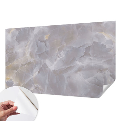 Peel and stick wall mural for living room featuring a marble waves design