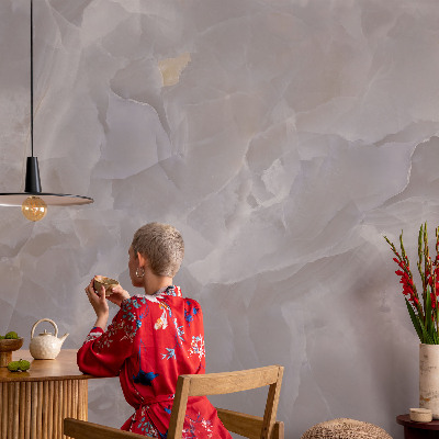 Peel and stick wall mural for living room featuring a marble waves design