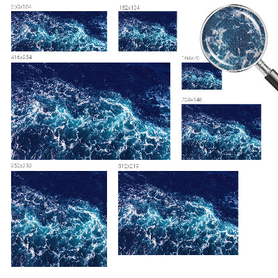 Self-adhesive wall mural with a sea waves design