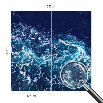 Self-adhesive wall mural with a sea waves design