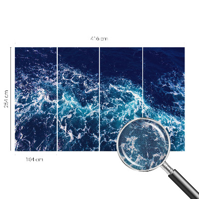 Self-adhesive wall mural with a sea waves design