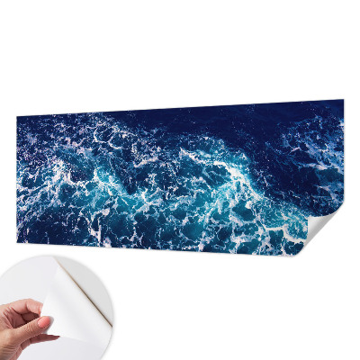 Self-adhesive wall mural with a sea waves design