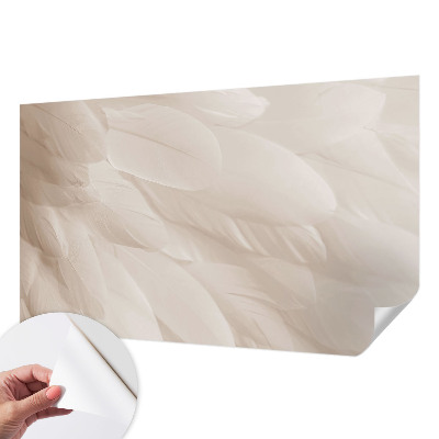 Removable wall mural wallpaper with an ethereal feather pattern