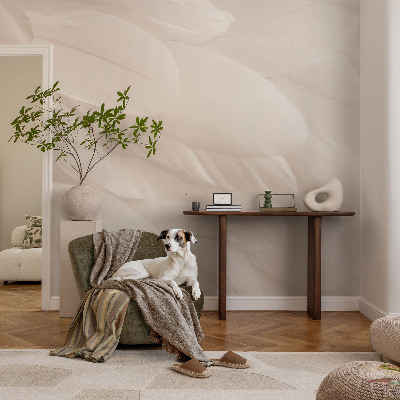 Removable wall mural wallpaper with an ethereal feather pattern